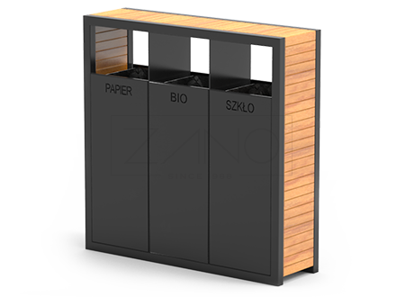 Pavo kierrätyskori mustaa terästä Pavo jätteiden lajittelukori