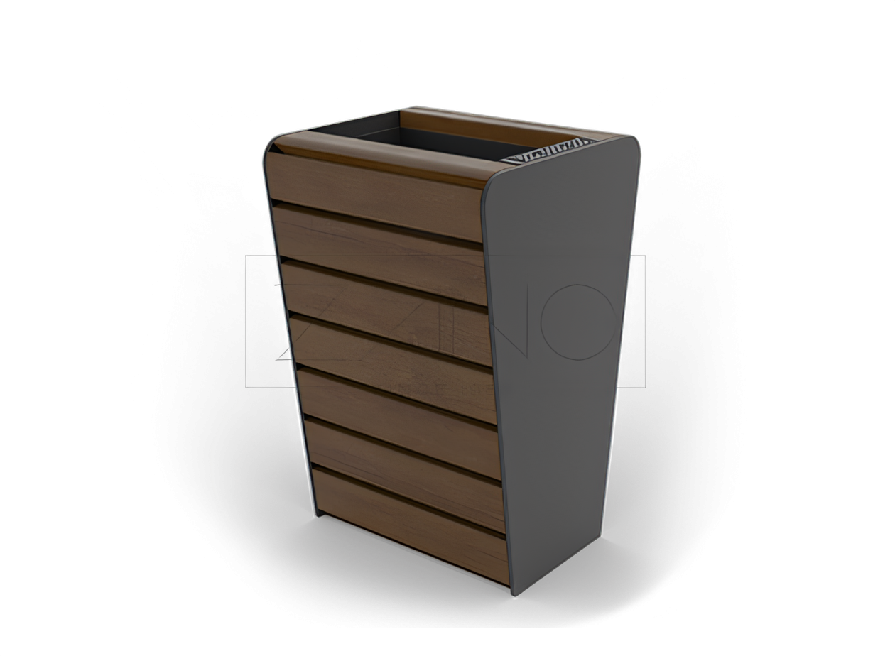 Tuhkakuppi kori jauhemaalattua hiiliter&auml;st&auml; ja puuta | ZANO Street furniture