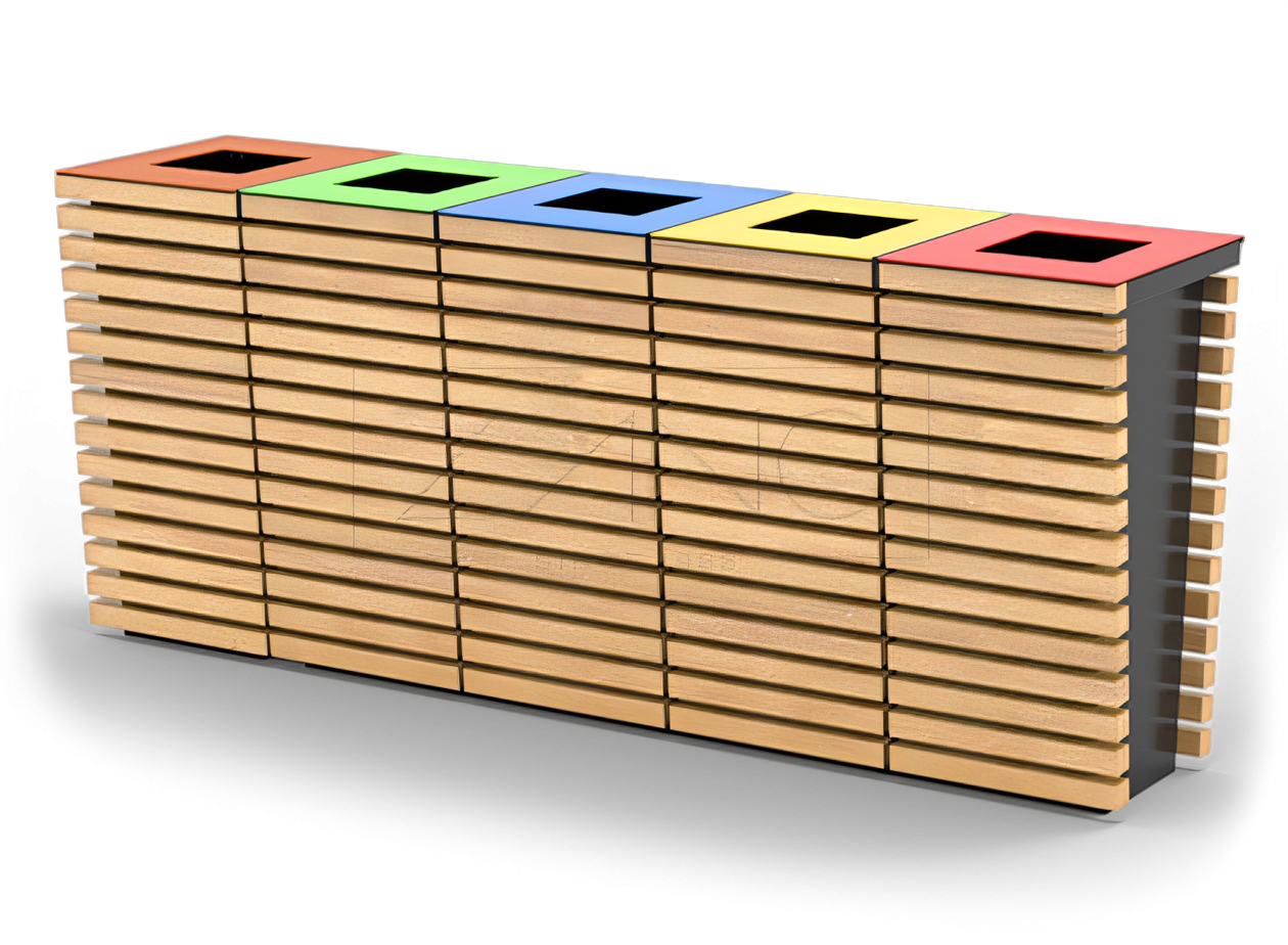 Flash-kierrätysastia mustaksi maalattua hiiliterästä Flash-kori mustaksi maalattua hiiliterästä ja kuusipuuta - kirkaslakkaus