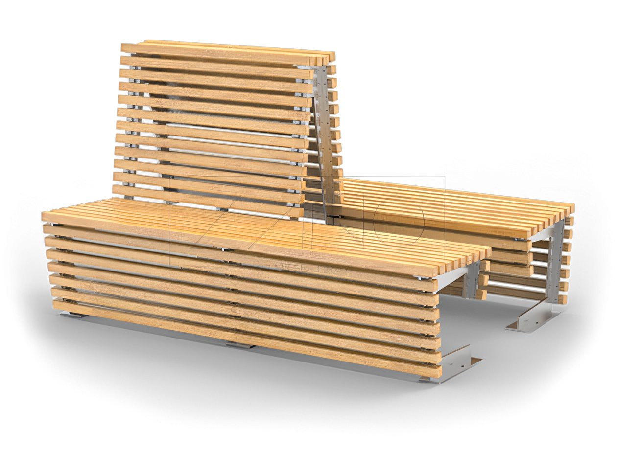 Urbaani penkki, jossa on kaksinkertainen selkänoja | ZANO urban furniture Flash citykalusteet, selkänojalla, ilman selkänojaa, ruostumatonta terästä