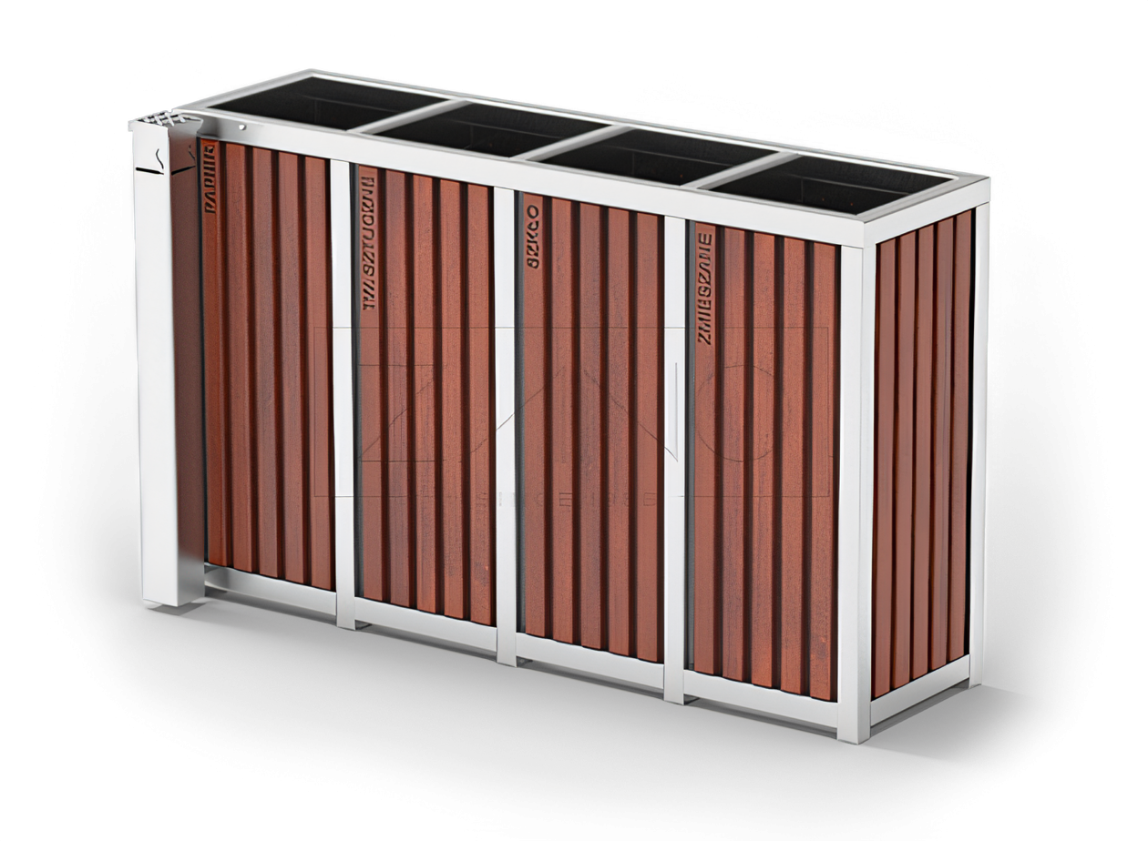 Ulkoinen j&auml;teastia, nelj&auml; lokeroa erillisille j&auml;tteille