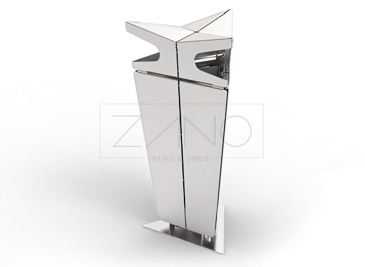 Ruostumattomasta ter&auml;ksest&auml; valmistettu kori kaupunkihuonekalujen valmistajalta ZANO kaupunkihuonekalut