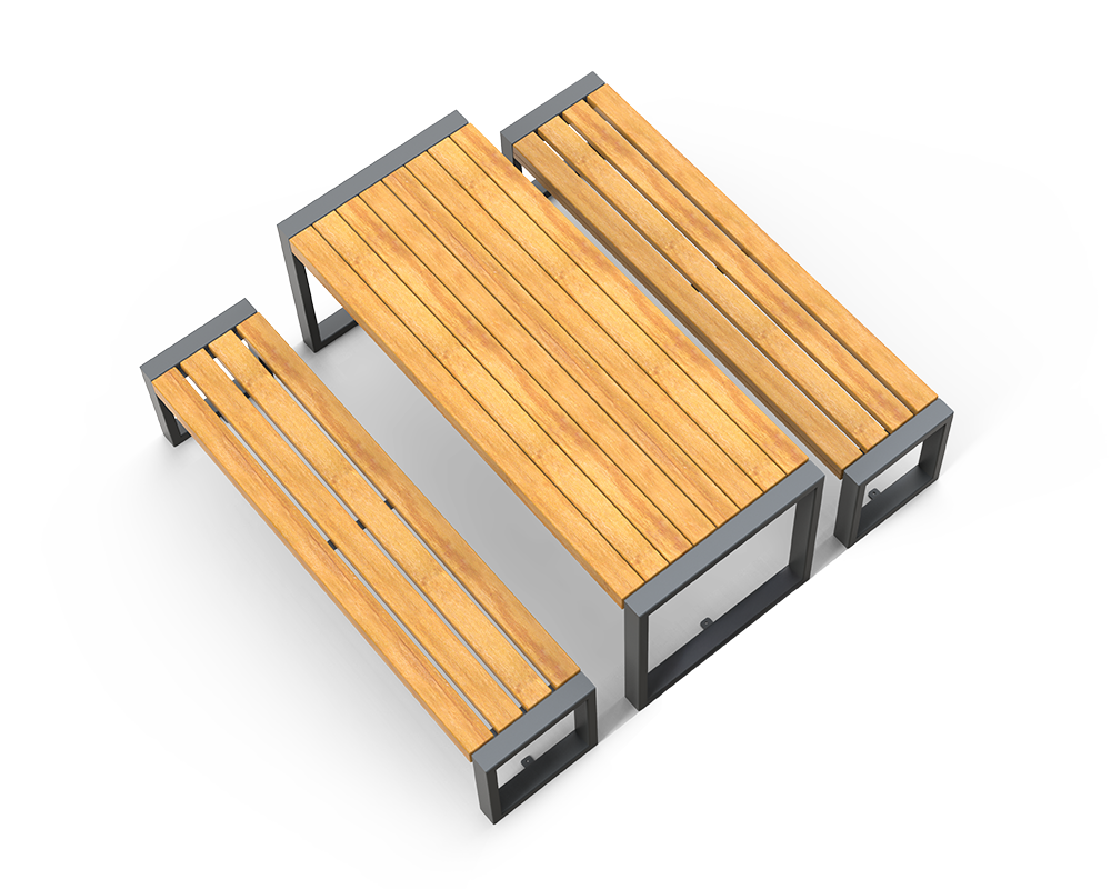 Pluris-setti - p&ouml;yt&auml; ja kaksi penkki&auml;