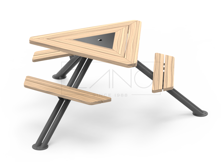 Mars-piknikpöytä on urbaani huonekalu, jossa yhdistyvät perinteisen piknikpöydän toiminnot ja nykyaikaisen kaupunkiarkkitehtuurin moderni elementti.