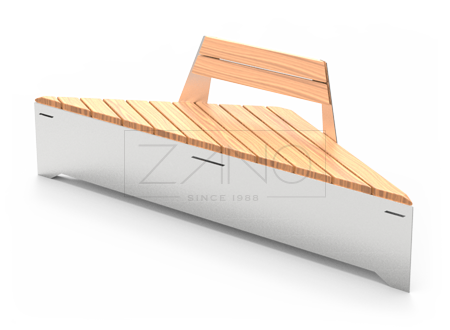 Modulaarinen penkki selkänojalla ruostumatonta terästä