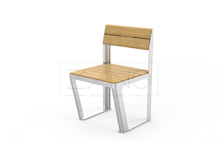 Ruostumattomasta teräksestä valmistettu urbaani nojatuoli, puistotuoli