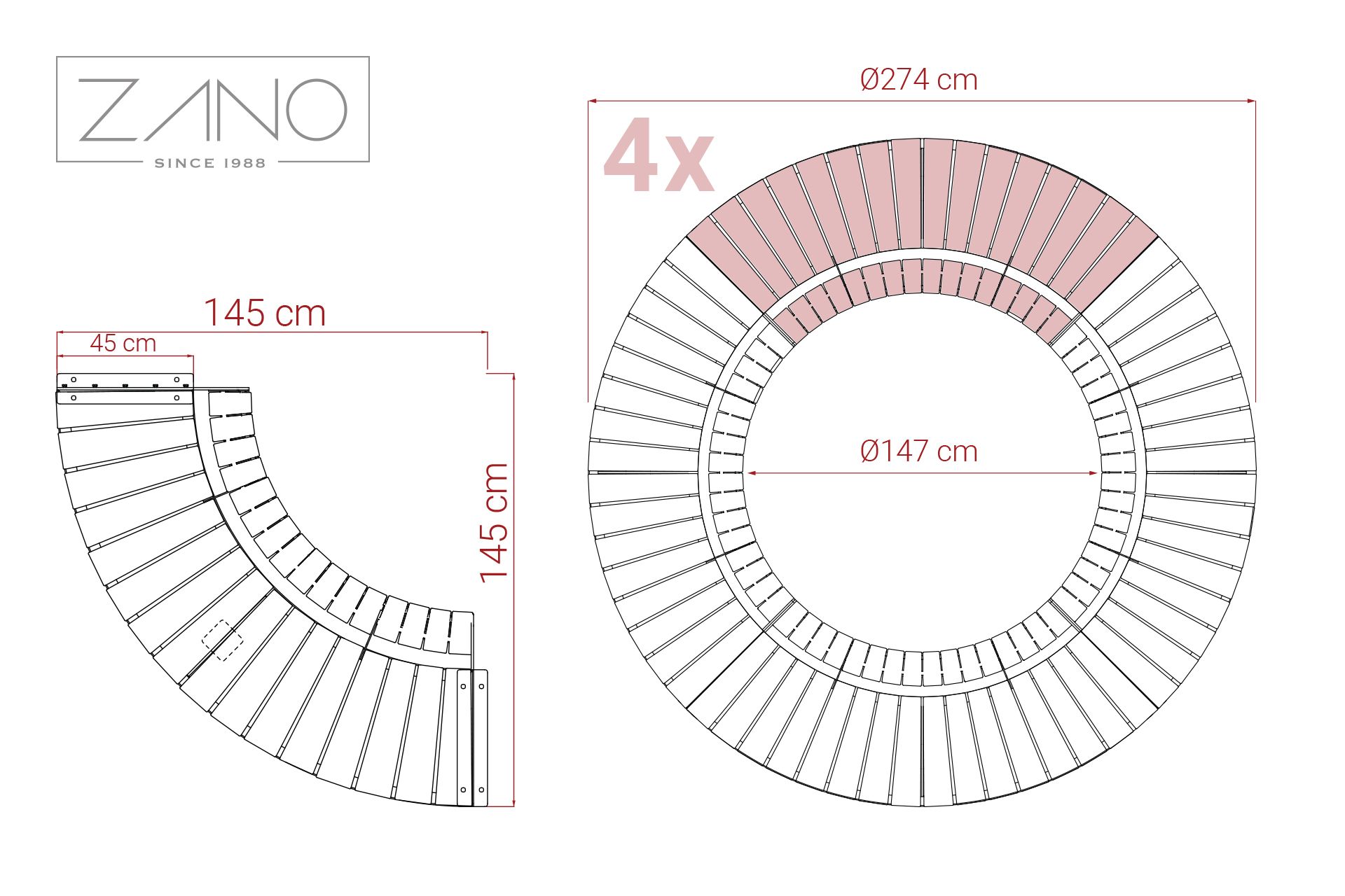 Domino 90 penkki 02.040.1 | Tuotteen ulottuvuus
